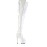 Charol blancos 18 cm ADORE-3850 botas por encima de la rodilla con cordones