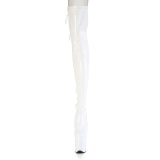 Charol blancos 20 cm FLAMINGO-3850 botas por encima de la rodilla con cordones