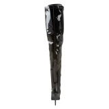 Charol negros 13 cm SEDUCE-3024 botas por encima de la rodilla con cordones