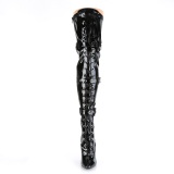 Charol negros 13 cm SEDUCE-3028 botas por encima de la rodilla con cordones