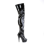 Charol negros 15 cm DELIGHT-3027 botas por encima de la rodilla con cordones