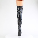Charol negros 15 cm DELIGHT-3029 botas por encima de la rodilla con cordones