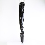 Charol negros 20 cm FLAMINGO-3017 botas por encima de la rodilla con cordones