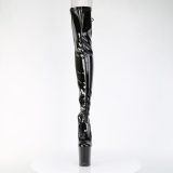 Charol negros 20 cm FLAMINGO-3850 botas por encima de la rodilla con cordones