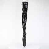 Charol negros 20 cm FLAMINGO-3850 botas por encima de la rodilla con cordones