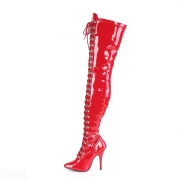 Charol rojo 13 cm SEDUCE-3024 botas altas tacón de aguja para hombres