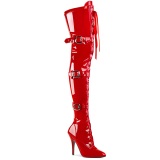 Charol rojo 13 cm SEDUCE-3028 botas por encima de la rodilla con cordones