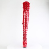 Charol rojo 15 cm DELIGHT-3022 botas por encima de la rodilla con cordones
