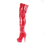 Charol rojo 15 cm DELIGHT-3027 botas por encima de la rodilla con cordones