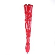 Charol rojo 15 cm DELIGHT-3027 botas por encima de la rodilla con cordones