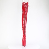 Charol rojo 18 cm ADORE-3850 botas por encima de la rodilla con cordones