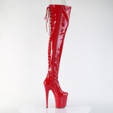Charol rojo 20 cm FLAMINGO-3850 botas por encima de la rodilla con cordones