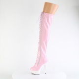 Charol rosa 15 cm DELIGHT-3029 botas por encima de la rodilla con cordones