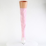 Charol rosa 15 cm DELIGHT-3029 botas por encima de la rodilla con cordones