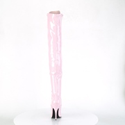 Charol rosas 13 cm SEDUCE-3024 botas por encima de la rodilla con cordones