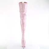Charol rosas 15 cm DELIGHT-3027 botas por encima de la rodilla con cordones