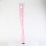 Charol rosas 15 cm DELIGHT-3063 botas por encima de la rodilla con cordones