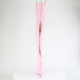Charol rosas 18 cm ADORE-3850 botas por encima de la rodilla con cordones