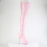 Charol rosas 18 cm ADORE-3850 botas por encima de la rodilla con cordones