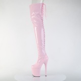 Charol rosas 20 cm FLAMINGO-3850 botas por encima de la rodilla con cordones