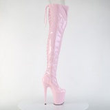 Charol rosas 20 cm FLAMINGO-3850 botas por encima de la rodilla con cordones