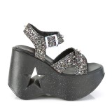 Glitter 13 cm DemoniaCult DYNAMITE-02 lolita zapatos sandalias con cuña alta