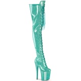 Glitter Verdes 20 cm ADORE-3020GP tacones botas altas por encima de la rodilla con cordones