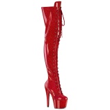 Glitter rojo 18 cm ADORE-3020GP tacones botas altas por encima de la rodilla con cordones