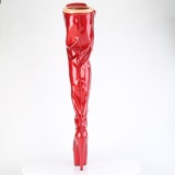 Glitter rojo 18 cm ADORE-3020GP tacones botas altas por encima de la rodilla con cordones