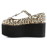 Leopardo lona 8 cm CLICK-08 zapatos góticos calzados suela gruesa