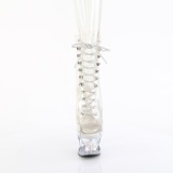 MOON1021C - 18 cm botines de tac�n altos pleaser strass transparentes