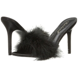 Negro 10 cm CLASSIQUE-01F pantuflas tacón alto mujer con plumas de marabu