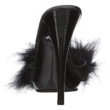 Negro 13 cm POISE-501F Tacón plumas de marabu Mules Calzado