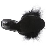 Negro 13 cm POISE-501F Tacón plumas de marabu Mules Calzado