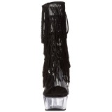 Negro 15 cm DELIGHT-1017TF botines con flecos de mujer tacón altos