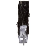 Negro 15 cm DELIGHT-1017TF botines con flecos de mujer tacón altos