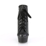 Negro 15 cm DELIGHT-600SK-02 Zapatos de polipiel con tacón