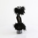 Negro 15 cm DELIGHT-624F sandalias de tacn con plumas pole dance