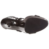 Negro 15 cm DELIGHT-698 gladiador sandalias hasta la rodilla con hebillas