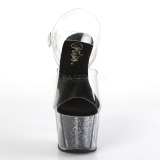 Negro 18 cm ADORE-708CG brillo plataforma sandalias de tacón alto