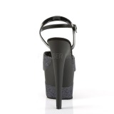 Negro 18 cm ADORE-709-2G brillo plataforma sandalias de tacón alto