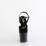 Negro 18 cm BLISS-709 plataforma sandalias de tac�n con cuentas alto