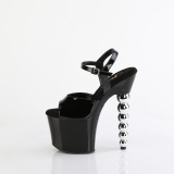Negro 18 cm BLISS-709 plataforma sandalias de tac�n con cuentas alto