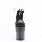 Negro 20 cm FLAMINGO-808-2HGM brillo plataforma sandalias de tacón alto