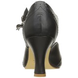 Negro 7,5 cm retro vintage FLAPPER-11 Pinup zapatos de salón tacón bajo