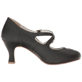 Negro 7,5 cm retro vintage FLAPPER-35 Pinup zapatos de salón tacón bajo