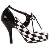 Negro Blanco 10,5 cm HARLEQUIN-03 Zapatos de tacón altos mujer