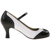 Negro Blanco 7,5 cm retro vintage FLAPPER-25 zapatos de salón tacón bajo