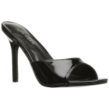 Negro Charol 10 cm CLASSIQUE-01 zapatos de pantuflas tacón alto tallas grandes
