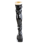 Negro Charol 11,5 cm SHAKER-374 botas por encima de la rodilla con cordones
